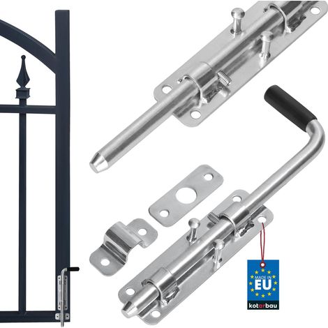 Verrou Porte Exterieur - 22 cm - Argent - Verrou Baionnette - en Acier Zingué - Targette - Loquet de Portail - Targette de Portail (1/5)