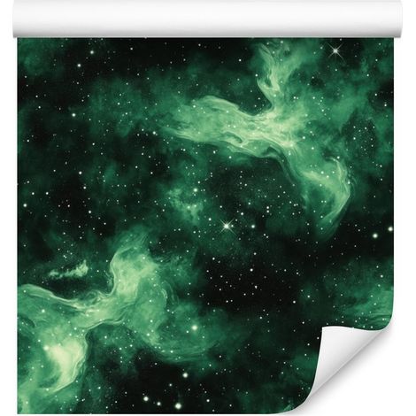 Papier peint aquarelle galaxie vert d'eau et noir 50x1000 cm (1/5)