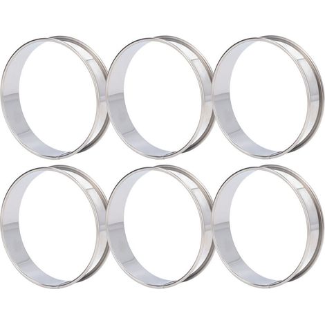 English Muffin Rings, Baking Rings, Easy Release Volume, Stainless Steel English Muffin Rings, 6 Crumpet Rings, Double Rings, Cake Rings (1/5)