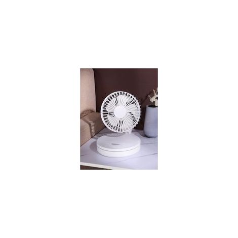 Ventilador de escritorio pequeño, mini USB recargable con batería de 1200 mAh y luz nocturna.