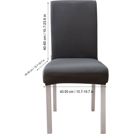 6 Pièces Housse de Chaise élégante, Polyester élastique pour Maison Hôtel (Gray) (1/4)