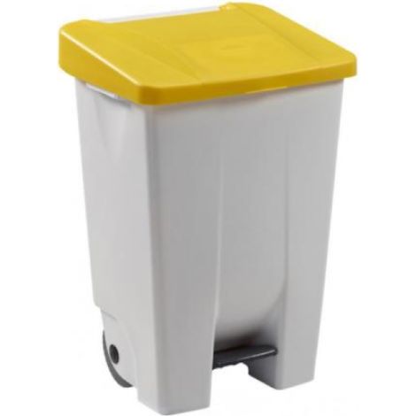 Poubelle mobile à pédale Mobily - 80l - jaune / blanc (1/4)