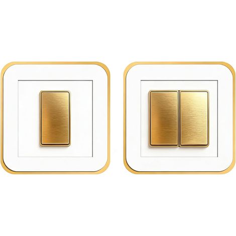 Lot de 2 plaques rondes carrées en acrylique pour interrupteurs, 86 x 86 mm, blanc doré, plaque décorative pour maison, salon, chambre à coucher (1/5)