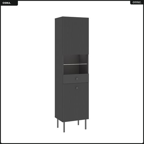 Armoire vitrine - H.193 x L.47 x P.42 - OSMA - NOIR (1/5)