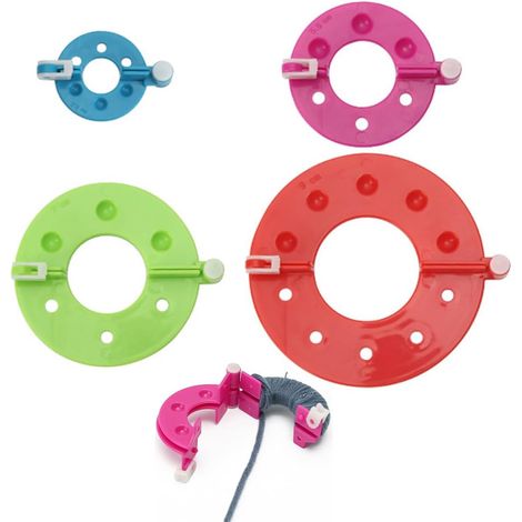4-teiliges Pompon-Herstellungswerkzeugset, Pompon-Webmaschine, für kreatives Basteln, zum Weben von Pompons (3,5/5,5/7 und 9 cm). (1/5)