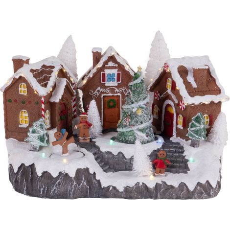 Bewegliche Weihnachtsszene, Lebkuchenhaus, 31 x 23 cm