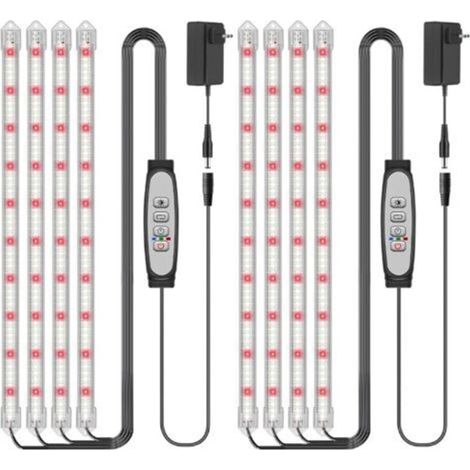 2 Packs 4 Barres Lampe pour plantes LED, Sunlike Lampe Horticole 480 LED, Lampe Croissance avec minuterie Auto ON/Off 6/12/18H, 3 modes d'éclairage, Lampes de culture d'intérieur