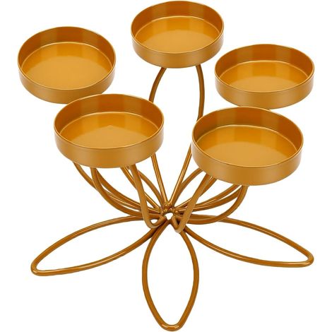 Bougeoirs Dorés, Support de Décoration de Table Stable à 5 Têtes (1/5)