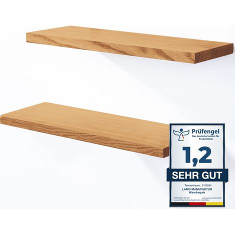 LAMO Manufaktur 2 Stück Wandregal aus Holz 2x 42cm SET 4 Gerade Farbe: Rustikal