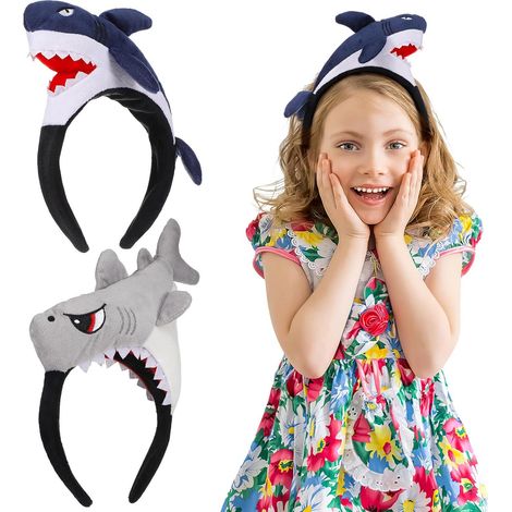 2-Piece Cartoon Shark Headband for Hair, Party (1/5)