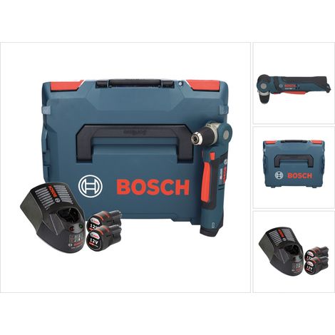 Bosch Professional GWB 12V-10 Akku Winkelbohrmaschine 12 V 11 Nm + 2x Akku 3,0 Ah + Ladegerät + L-Boxx