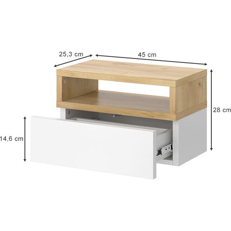 Table de chevet Urbano, Chêne de force doré, 45 x 28 cm Lot de 2, Vicco (1/5)