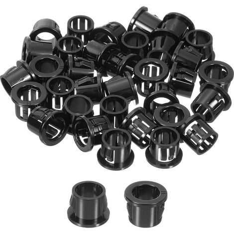 Passe Cable Bureau, 36 Pcs 11mm/0,43" Diamètre de Montage Bagues de Protection en Nylon, Bague de Protection en Nylon Ronde pour Câbles, Tubes et Fils Divers, Noire (1/5)