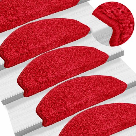 Tapis d'escalier 10 pièces 65 x 21 x 4 cm Rouge Demi-rond Grand (1/5)