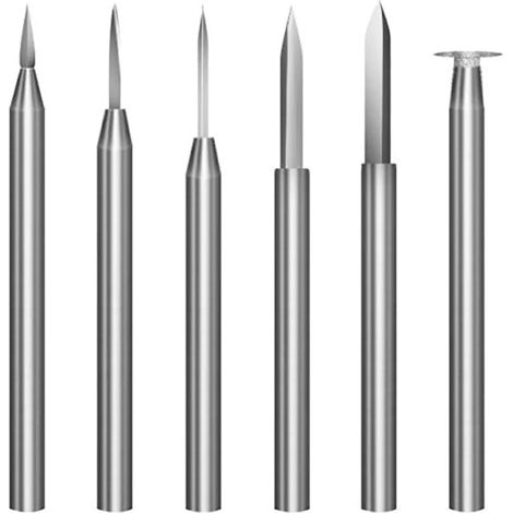 Juego de 6 brocas para tallado de madera para herramienta rotativa Dremel - Accesorios para taladro de grabado - Herramienta de pulido de madera con vástago de 3 mm para tallado, perforación y microta