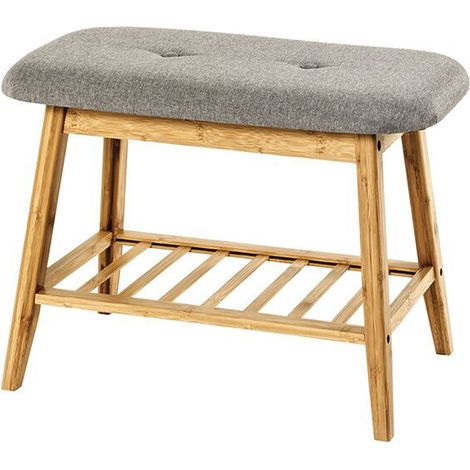 Banc coloris en bambou coloris Gris - L 60 x P 30 x H 44 cm -PEGANE-