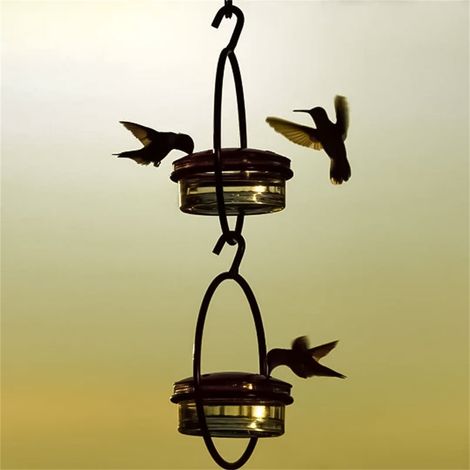 Mangeoire À Colibris - En Métal Rouge - Bol En Verre Épais - Suspension Robuste - Pour Jardin Arrière Terrasse Extérieur - 1 Pièce (1/5)