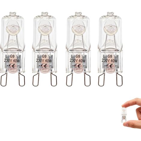 4pcs Ampoule Halogène G9 Four 40W 230V Résistante à 300°C, Éclairage 360°, Lumière Instantanée, Base G9 Standard, Compatible Four Micro-ondes Hotte Lampe Table Plafonnier. (1/5)