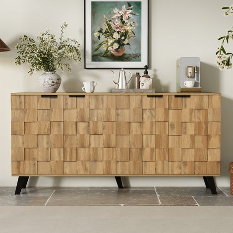 meuble rangement buffet 4 portes 160,5 cm bois HAVRYA (1/5)