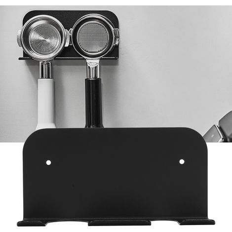 Grand support de rangement pour poignées de machine à café, support pour équipement de café, support de suspension universel pour poignées d'outils de comptoir de bar (51/53/58), noir. (1/5)