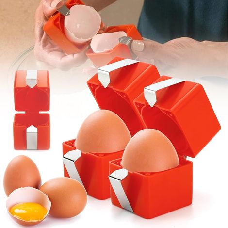 Rompehuevos de 2 piezas, pelador de huevos crudos, herramienta para romper huevos duros, cascanueces ergonómico, rompehuevos y separador portátil, utensilios de cocina para cocineros caseros (1/5)