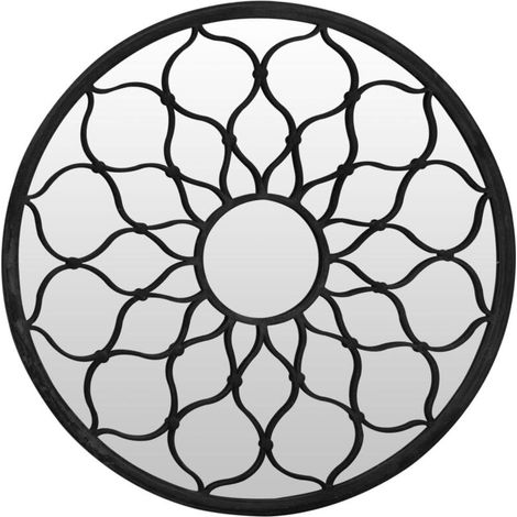Miroir de jardin Miroir déco d'extérieur Noir 60x3 cm Fer Rond utilisation extérieure 46780 (1/5)