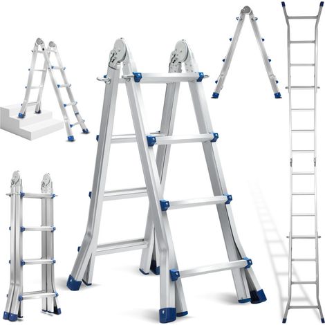 SWANEW Scala telescopica in alluminio 4x4 gradini Pioli multiuso (1/5)