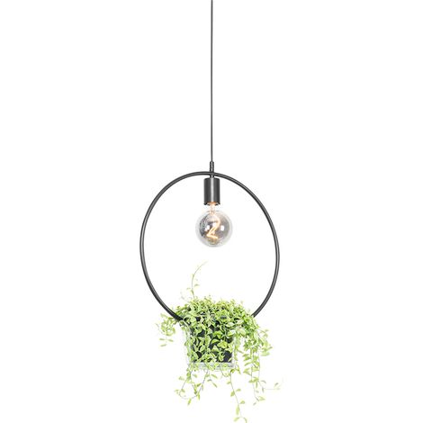 QAZQA Lampada a sospensione roslini - Moderno - Acciaio,Vetro - Nero - Tondo Max. 1 x Watt
