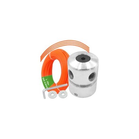 Aluminium Tête Debroussailleuse Universelle M8 M10 avec 2,4mm x 15m Fil Coupe Bordure Nylon (1/4)