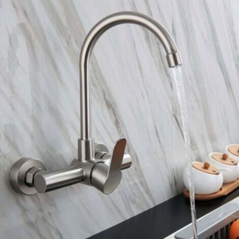 Hot and cold water tap, stainless steel tap, kitchen tap, suitable for kitchen, balcony and bathroom, 200280mm
