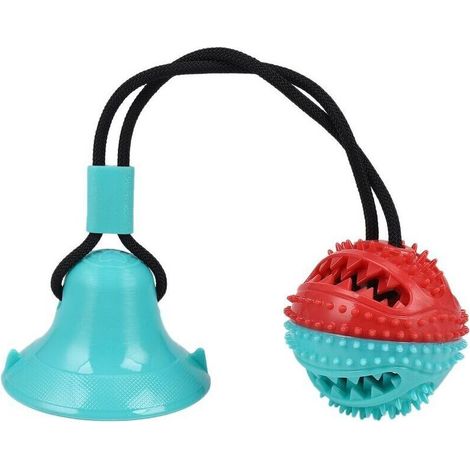 Jouet multifonctionnel pour la dentition et la mastication des animaux de compagnie, jouet interactif et amusant pour échapper à la nourriture, avec ventouse, balle pour animaux de compagnie (bleue) (1/5)