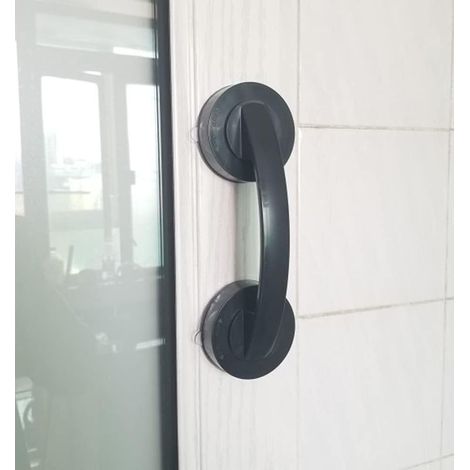 Poignées de porte et de fenêtre en verre, portes coulissantes de salle de bain, armoires, poignées sans trou, poignées de réfrigérateur, barres d'appui de douche (noir)194x65mm
