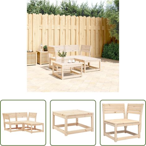 vidaXL Kieferholz - 3-tlg. Garten-Sofagarnitur Massivholz Kiefer (1/5)