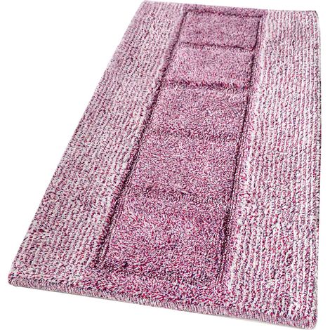 Tapis De Bain En Coton Shaggy 55x90 Cm Tapis De Chevet Doux Absorbant Antidérapant - Rose