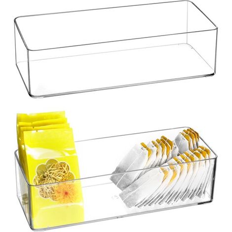 2 scatole porta bustine di tè in acrilico, organizer per bustine di tè, bustine di caffè, capsule di caffè, dolcificanti, zucchero e altro ancora. (1/5)