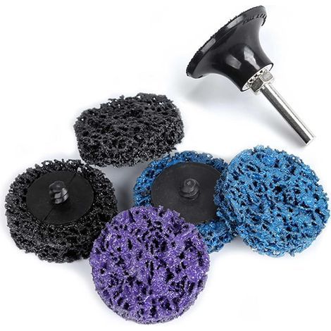 15 disques abrasifs Roloc de 2" pour l'élimination de la rouille, 3 grains grossiers à fins pour le meulage de l'acier, 2 porte-disques à changement rapide avec poignée de 1/4" (1/5)