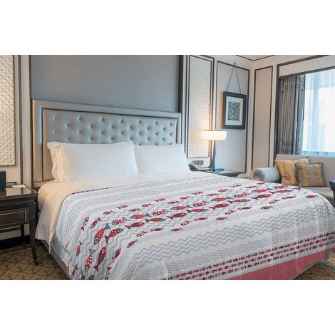 Copriletto estivo made in Italy 100% cotone piquet 3 misure linea pesciolini Rosso - Piazza e mezza