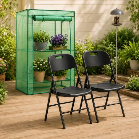 Set di arredi da giardino (3 pezzi) – Mangiatoia per uccelli con picchetto, serra per pomodori e tavolo rotondo in rattan (1/5)