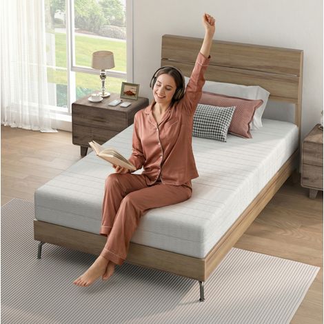 Matelas 140x200x20 cm en mousse et tissu blanc, confort ergonomique pour chambre adulte FloraGrace (1/5)