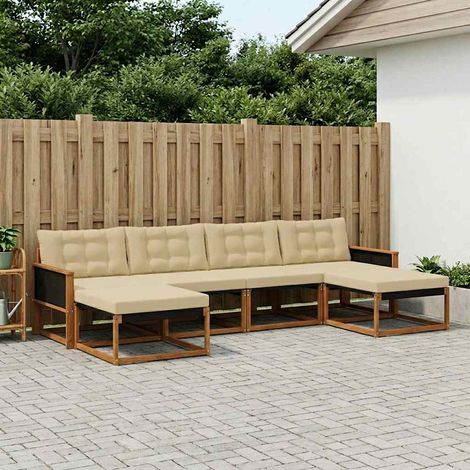 vidaXL Outdoor-Sofagarnitur 6 Stk. Natur und Beige (1/5)