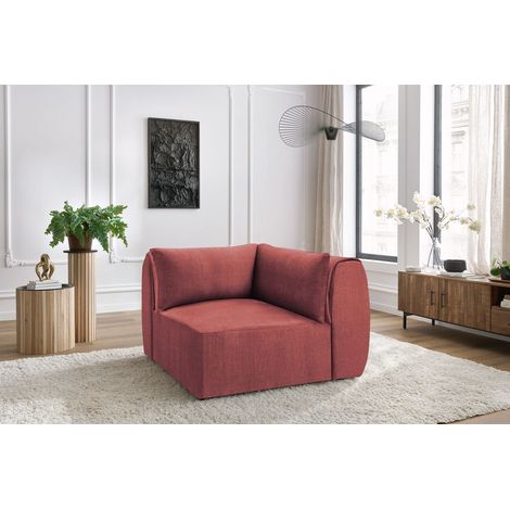 BOBOCHIC - Angle pour canapé modulable JEANNE tissu velours Réversible Orange (1/5)