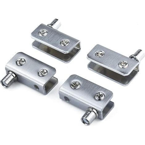 Lot de 4 charnières de porte en verre sans perçage pour porte d'armoire de douche avec plexiglas de 5 à 8 mm d'épaisseur en acier inoxydable (1/5)
