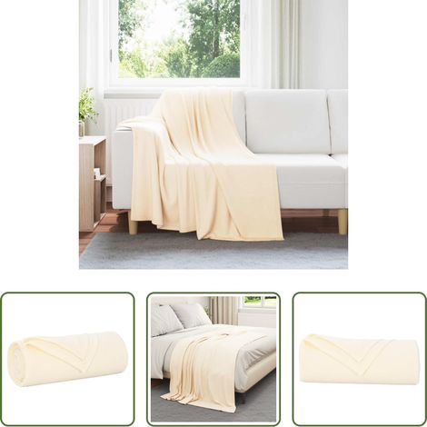 Wohnzimmerdecke - Überwurfdecke Creme 170 x 130 cm Fleece (1/5)