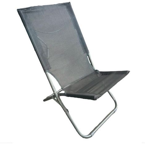 TRADE SHOP - Spiaggina In Textilene Grigia Pieghevole Sedia Per Mare Campeggio 57x47x72cm 281052 -