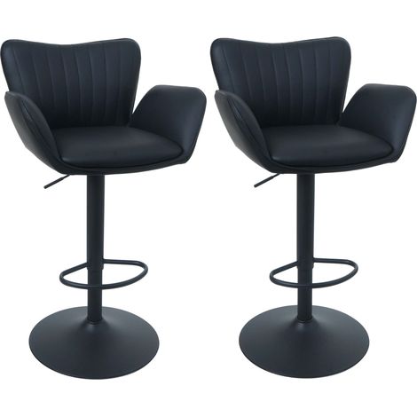 Lot de 2 tabourets de bar HWC-M67, tabourets pivotants avec accoudoirs et repose-pieds, en similicui (1/5)