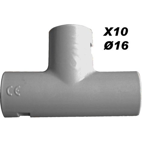 Zenitech – Lot de 10 tés de dérivation pour tube IRL Ø16mm – Plastique haute qualité – Fixation sécurisée pour câbles électriques