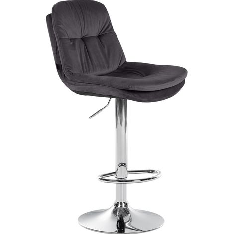 Barhocker Laurel Samt schwarz Metall in Chromoptik (1/5)