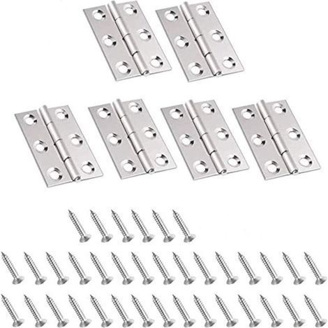 10 Charnières Porte Inox Invisible pour Placards, Petites Portes, Tiroirs, Fenêtres, Pianos et Coffrets à Bijoux (1/5)