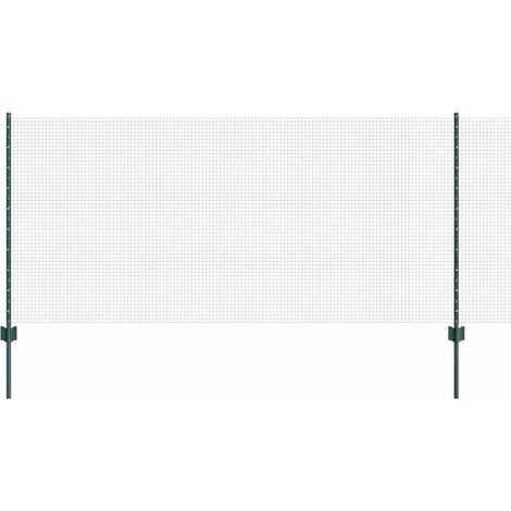 Zaun mit Pfosten Grün 1 x 100 m Stahl und PVC