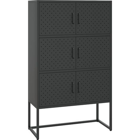 Maison Exclusive - Buffet haut Noir 80x35x135 cm Acier (1/5)